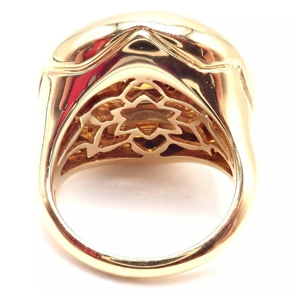 Authentic Bulgari Bvlgari 18k Yellow Gold Star Of David Shape Citrine Bombe Ring - Picture 4 of 10